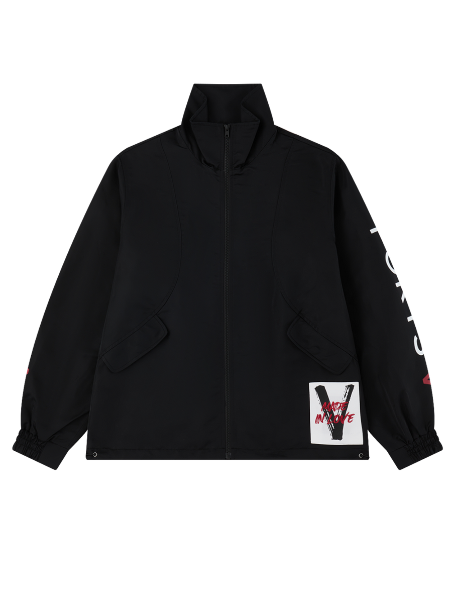 モノグラムロゴジャケット V' Logo Patch Zip Jacket in Black – PORTS V
