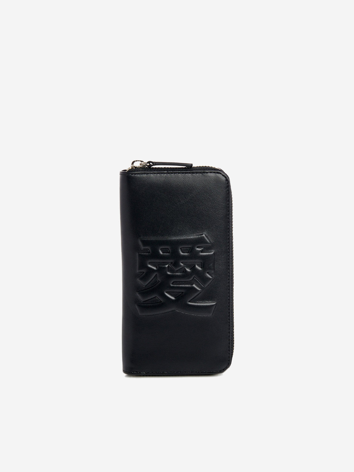 'LOVE' letter embossed leather wallet in Black